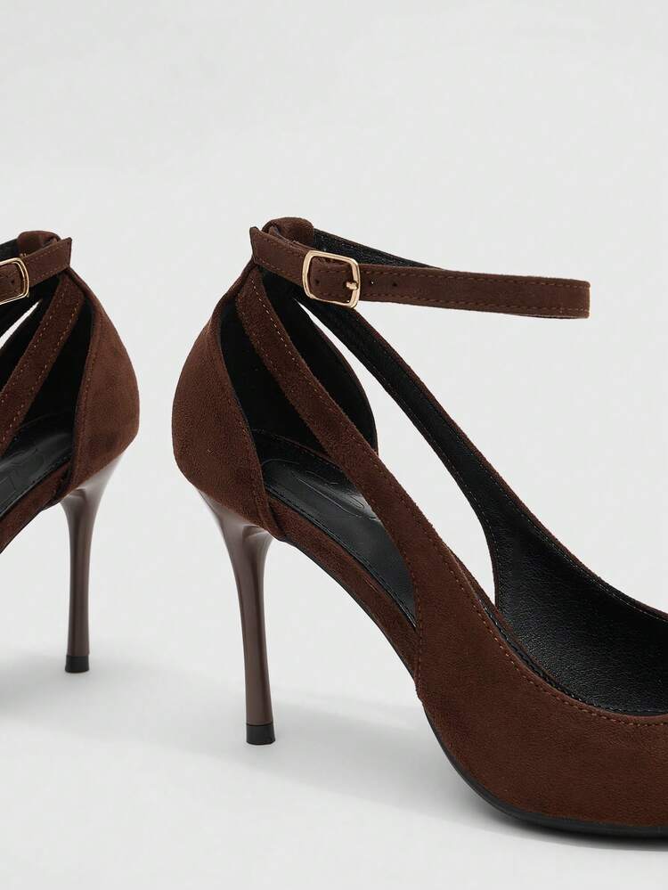 CUCCOO SZL Women Shoes Four Seasons New Solid Color Pointed Toe Low Vamp Thin Heel High Heel Commuter Versatile Sexy Fleece Women's High Heel Shoes Ankle Strap Sexy Elegant Fashion Versatile Commuter Party Wear