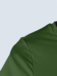 Casual Solid Color Fitted Cropped T-Shirt - Green - View 5