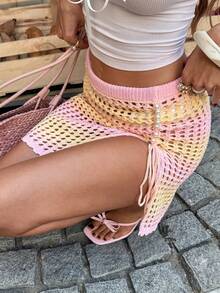 Selianne Elegant Split Strap Women Sweater Dress, Spring/Summer - Pink - View 6