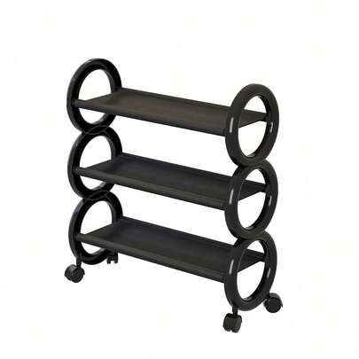Heavy-Duty Plastic Shoe Rack, Rotating Wheels And Circular Handles - Space Saving Rolling Shoe Cabinet, Black Modern Storage Organizer, Suitable For Small Spaces, Apartments, Entrances - Easy To Move Shoe Racks And Suspended Shoe Racks