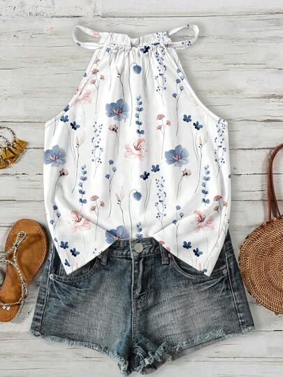 EMERY ROSE Plus Size Women Floral Print Ruched Casual Versatile Daily Wear Top, Suitable For Summer