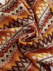 ROMWE Hippie Cárdigan a rayas de tela con estilo retro Y2K para mujeres de talla grande - Naranja - Ver 4