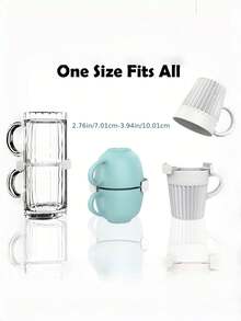 6 Packs Cup Stackable Holder, Coffee Cup Storage Organizer And Stackable Shelf For Saving Space In Kitchen Cabinet, Expandable Mug Rack For Cups, Coffee Mugs, And Tea Cups (Plastic ABS) - Black - View 3