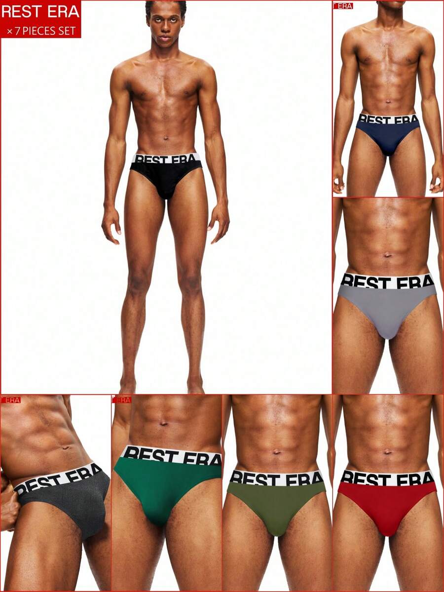 7条/套 男士字母印花三角裤 - 彩色 - 查看 1