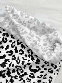 SHEIN EZwear 女士休闲豹纹抽绳腰长裤 - 黑與白 - 查看 6