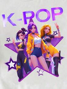 Tween Girl Letter & Character Graphic Round Neck Short Sleeve T-Shirt - White - View 4