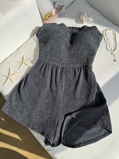 Comfortcana 大码复古做旧抹胸连体衣，适合夏季度假