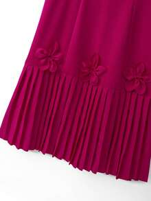 GlowEve CURVE Plus Size Women Round Neck 3D Floral Decor Pleated Elegant Dress, Suitable For Summer - Purple - View 4