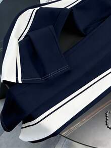 Franclia 立领短袖上衣 + 直筒裤，带侧袋 - 藏蓝色 - 查看 6