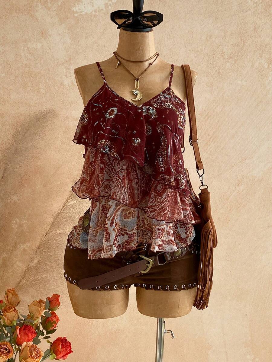 Soleia Women's Ruffled Casual Everyday Camisole Top - Multicolor - View 1