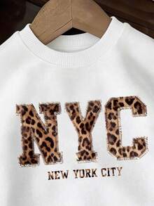 EMERY ROSE Sudadera casual de mujer con estampado de letras y empalme, de manga larga y uso versátil para el día a día - Blanco - Ver 3