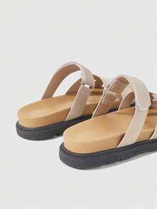 HighSole 女士厚底凉鞋，新款厚底凉鞋，黑色罗马风凉鞋，防滑多功能时尚凉鞋，夏季休闲沙滩凉鞋 - 米色 - 查看 4