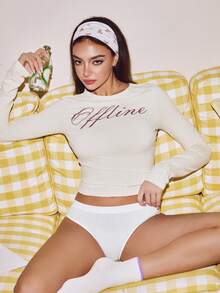 Striped Knitted Seamless Panty Bridallingerie - White - View 3