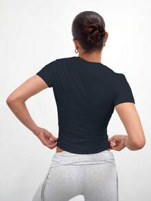 MUSERA ESSENTIALS Áo thun mềm mại, thoải mái, thích hợp cho kỳ nghỉ, du lịch, trở lại trường học, thanh lịch cho mùa xuân hè. - Màu xanh hải quân - Xem 3