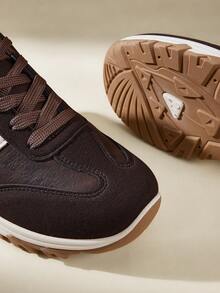 CUCCOO EASI Women's Lace-Up Casual Comfortable Sneakers For Daily Wear - Dark brown . - View 5
