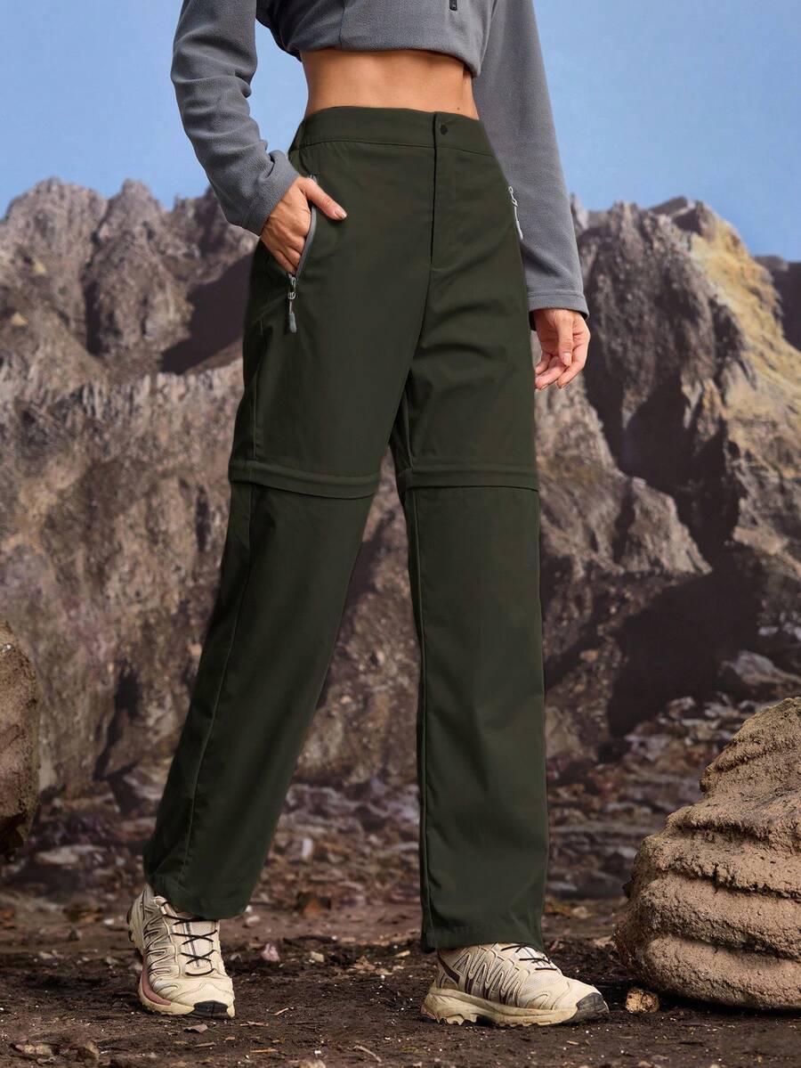 In My Nature Women's Zip Pocket Detachable Hiking Pants - Army Green - View 1