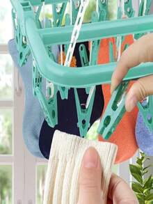 Socks Clothes Rack, Hanger With 32 Clips, Indoor And Outdoor Use, Foldable Rotating Clothes Rack, Suitable For Underwear, Socks, Small Garments, Can Be Used On Balconies - Space-Saving, No Power Required, Clothesline, Clothes Rack, Laundry Room, Clothes Rack, Laundry Room Decor, Socks, Storage, Hanger, Essential For Apartments - Multicolor - View 7
