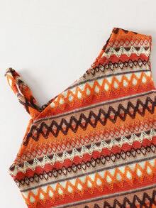 Soft Casual Asymmetrical Strap Hem Camisole For Teen Girl,90s Rave Orange Summer Fabric Camis,Suitable For Travel,Vacation,Walking,Matching With Pants - Multicolor - View 3