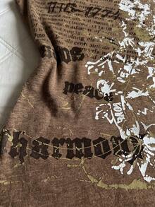 Áo tank top nữ mùa hè mới, kiểu dáng vintage Mỹ, in họa tiết, ôm dáng, cổ tròn, phong cách punk. - Cà phê nâu - Xem 3