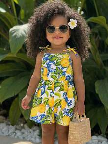 SHEIN Baby Girl Ditsy Floral Woven Romper - Multicolor - View 1