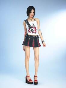 Sugerpunk 女款性感圓頭厚底高跟涼鞋，春秋時尚純色水鑽扣飾低鞋面夜店風 - 紅色 - 查看 3