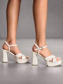 CUCCOO SZL Sexy Nightclub Simple And Generous Fashion Versatile Casual Workplace Commuter Women High Heels Sandals Spring Shoes Prom Heels Summer Shoes - White - View 8