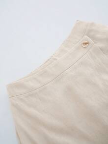 Aalyst Quần short ống rộng dáng suông bất đối xứng dành cho nữ, kiểu dáng mới, thích hợp mặc đi làm vào mùa xuân/hè. - Màu be - Xem 5