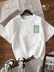 EMERY ROSE 女士休闲基础款印花短袖圆领T恤 - 白色 - 查看 2