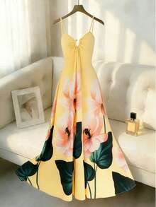 Franclia 法式浪漫黄色碎花长裙，夏季长裙，休闲碎花欧美风连衣裙，黄色碎花连衣裙，夏季度假连衣裙，女士碎花连衣裙，女士黄色连衣裙，沙滩裙，休闲长裙，女士沙滩装，沙滩裙，花朵连衣裙，郁金香连衣裙，春季向日葵连衣裙，夏季连衣裙，女士夏季连衣裙，女士太阳裙，女士夏季服装，女士太阳裙，女士春季连衣裙，可爱连衣裙，时尚连衣裙 - 淡黃色 - 查看 9