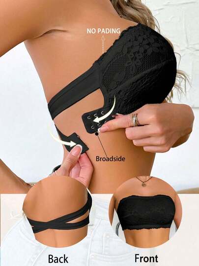 SHEIN 1 件女士蕾丝抹胸内衣文胸无线