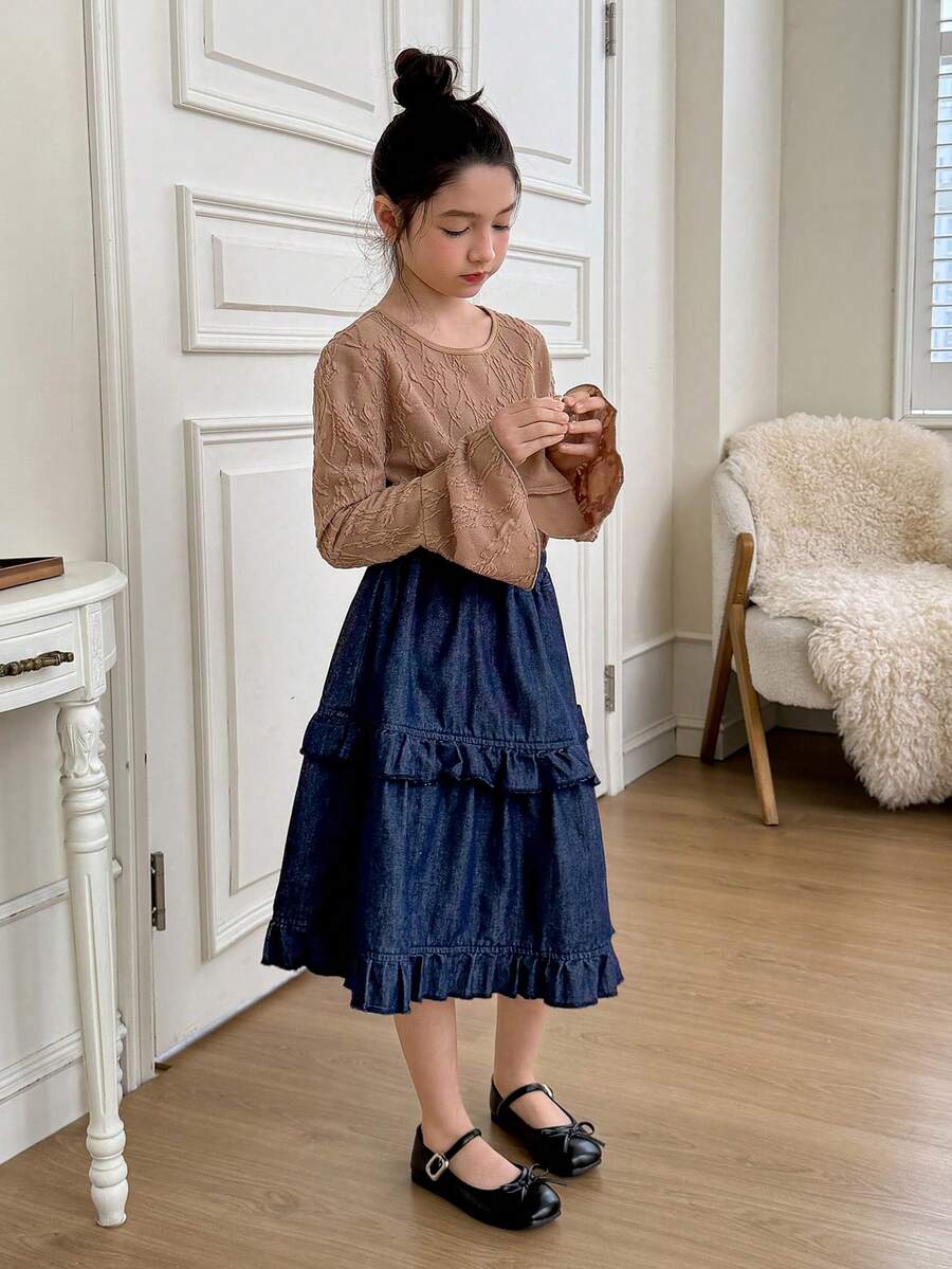 Dazy Kids Tween Girls Denim Princess Skirt, Skirt - Blue - View 1