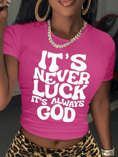 Rovax Camiseta de manga corta con cuello redondo y estampado de letras, de uso casual y versátil para uso diario