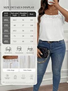 Elenzga Plus Size Solid Color Square Collar Ruffle Hem Casual Blouse - White - View 2