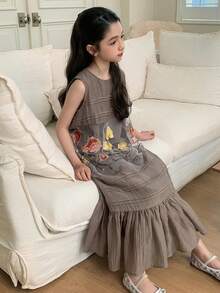 Dazy Kids Tween Girls Fall Dress - Khaki - View 8