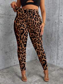 EMERY ROSE Plus Size Women Printed Pattern Slim Fit Comfortable Casual Leggings - Multicolor - View 1