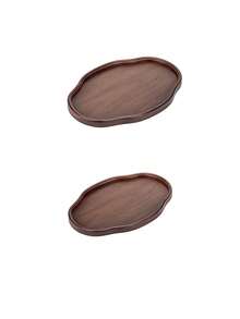 1pc Oval Shaped Walnut Wood Tray, Suitable For Serving Food, Snacks, Beverages, Sushi, Steak, Pizza, Desserts, Cakes, Breads, Also Can Be Used As Breakfast Tray, Coffee Tray, Tea Tray, Dining Plate, Serving Platter - Maroon - View 8