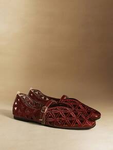 Rosivie Mocassini casual da donna con design a fibbia e aperture - Borgogna 1 - Visualizzare 3