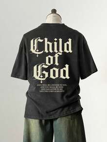 Manfinity EMRG Camiseta de manga corta casual con estampado de eslogan para hombre, verano - Negro - Ver 4