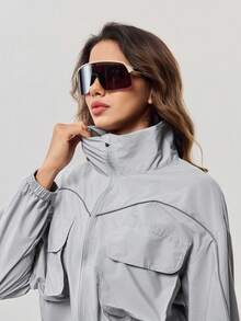 OutZeal 女士防水防紫外线反光条抽绳下摆户外防晒夹克日常休闲 - 淺灰色 - 查看 8