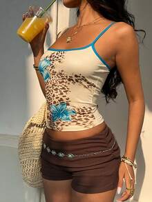 SHEIN Women's Digital Print Positioning Burn-Out Camisole - Multicolor - View 4