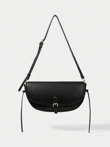 SHECARRY Women's Shoulder Bag, Simple Commuter Saddle Bag - Black - View 5