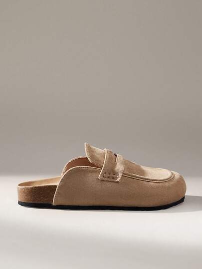 Solecia Ladies Suede Closed Toe Mop, Cork Bottom Casual Outer Wear Mule Half Mop