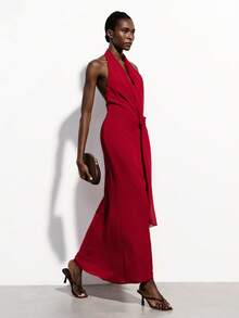 Aveloria Modichic Đầm voan đỏ buộc dây, hở lưng, dáng ôm, thích hợp cho tiệc tùng và nghỉ dưỡng. - Đỏ - Xem 7