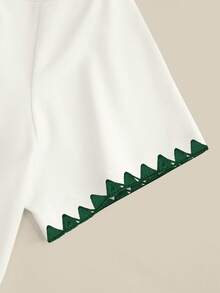 Resyla Bộ đồ nữ gồm áo thun ngắn tay và quần ống rộng kẻ sọc in hình cỏ bốn lá nhân dịp Ngày Thánh Patrick, thích hợp cho mùa Xuân/Hè/Thu. - trắng - Xem 4