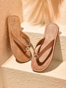 HighSole Flip-Flops Damenbekleidung 2026 Sommer Neu Modisch Vielseitig Flache Rutschfeste Weiche Sohle Strand Kühle Pantoffeln - Braun - Übersicht 1