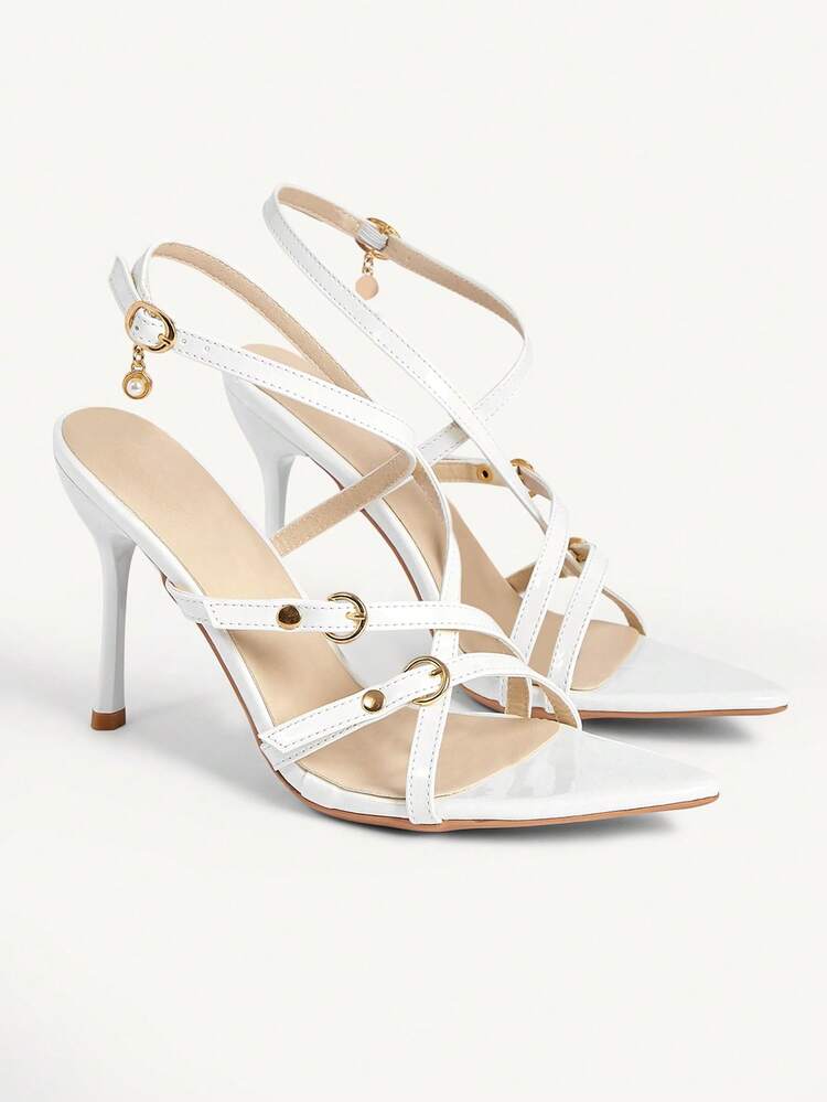 CUCCOO CHICEST Women's Fashionable & Elegant Buckle Pointed Toe Heeled Sandals, Summer Summer Shoes Wedding Shoes Bride Shoes