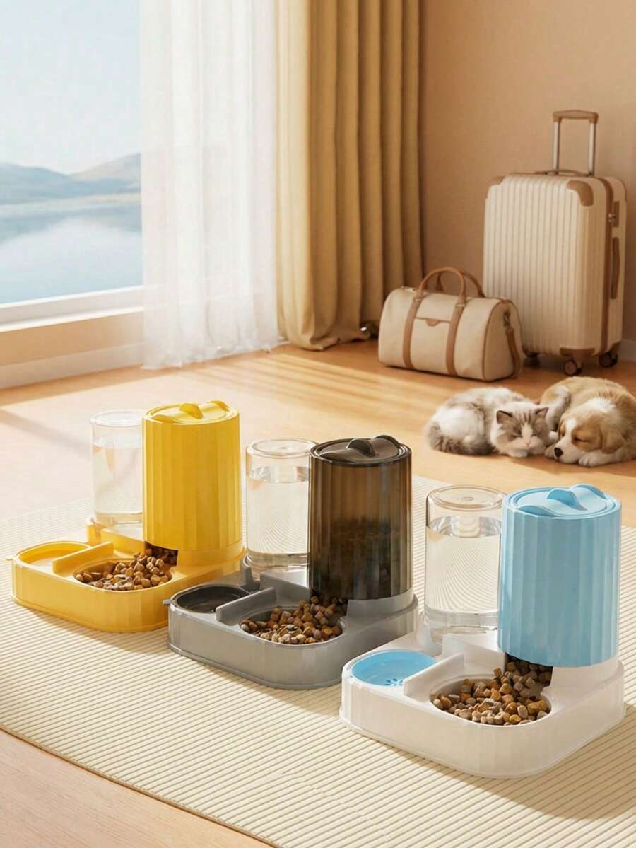 PETSIN 1个自动喂猫器，狗碗，宠物碗，猫碗二合一饮水器，猫碗，宠物用品 - 彩色 - 查看 1