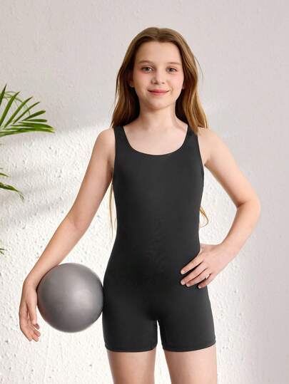 Tween Girls Navy Blue Sleeveless Artistic Gymnastics Leotard, High-Stretch Soft Fabric, 4-Way Stretch Jumpsuit Suitable For Training, Competition, Ice Skating, Track & Field Sports. Girls' Black Hollow-Out Criss-Cross Back Jumpsuit, Snug Fit Snug Fit Yoga Fitness Romper For Summer, Beach Vacation