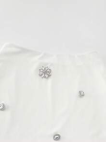 GlowEve 女士优雅钻石V领吊带背心和迷你裙两件套 - 白色 - 查看 5