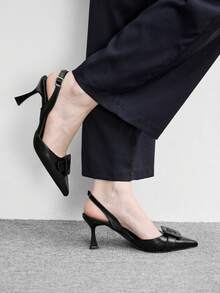 CUCCOO BIZCHIC Women's Fashion High-Heeled Shoes, Four-Season Closed Toe Sandals, Thin-Heeled Closed Toe Slippers, New Spring And Summer Belt Holiday Party Party Closed Toe Shoes, Pointed Outdoor Sexy Thin Belt Women's Sandals - Black - View 3